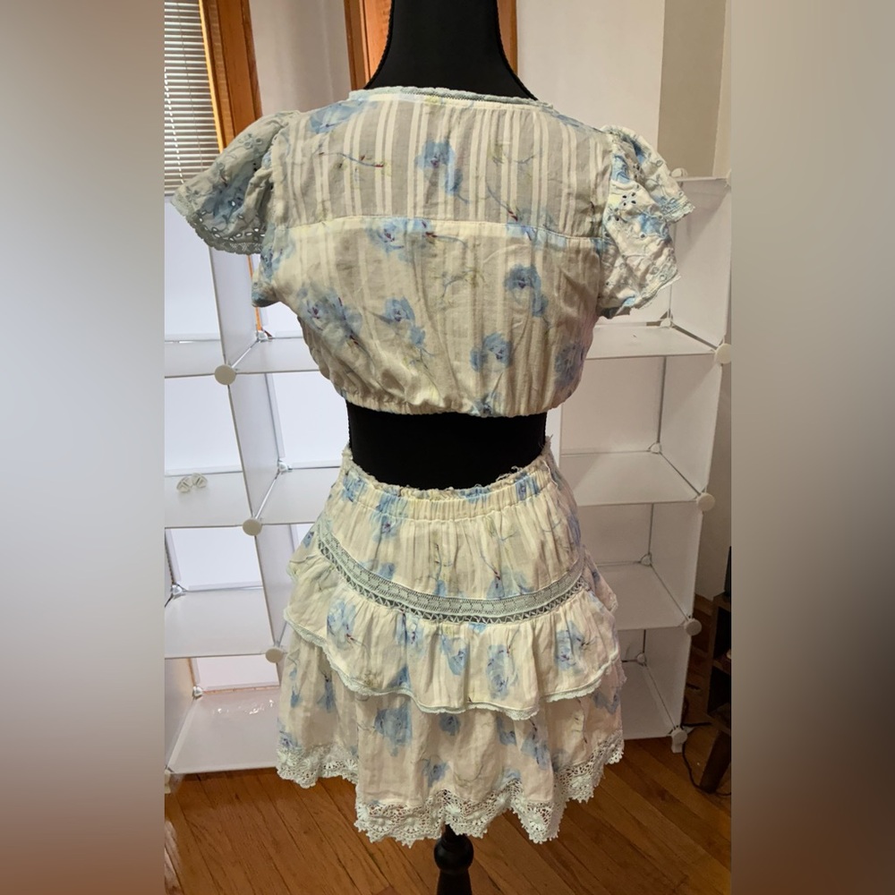 LOVESHACKFANCY Audrina Cut-Out Minidress Blue Small - Picture 7 of 10